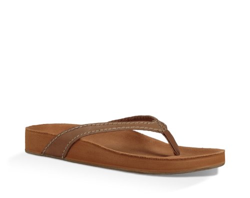 Tong Sanuk She Loungey Cuir Femme - Marron GZANWD428